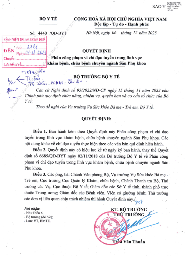 Phân công CĐT chuyên ngành Sản phụ khoa